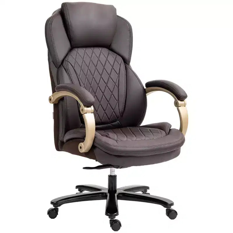 Chaise de bureau exécutive grande taille avec siège large, chaise de bureau d'ordinateur à dossier haut, hauteur réglable et roulettes pivotantes