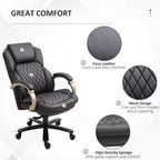 Chaise de bureau exécutive grande taille avec siège large, chaise de bureau d'ordinateur à dossier haut, hauteur réglable et roulettes pivotantes