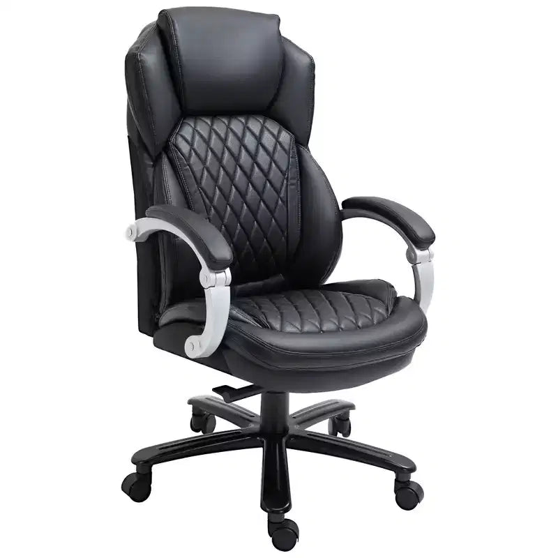 Chaise de bureau exécutive grande taille avec siège large, chaise de bureau d'ordinateur à dossier haut, hauteur réglable et roulettes pivotantes