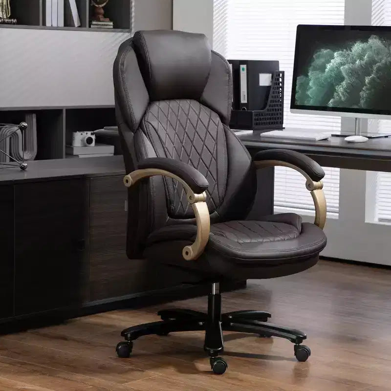 Chaise de bureau exécutive grande taille avec siège large, chaise de bureau d'ordinateur à dossier haut, hauteur réglable et roulettes pivotantes