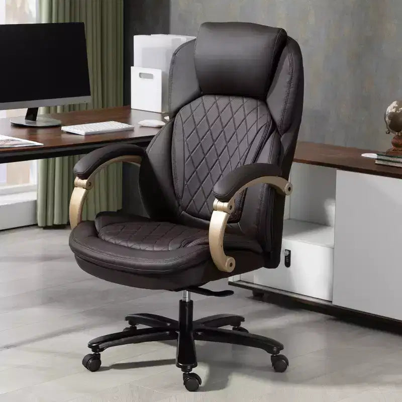 Chaise de bureau exécutive grande taille avec siège large, chaise de bureau d'ordinateur à dossier haut, hauteur réglable et roulettes pivotantes