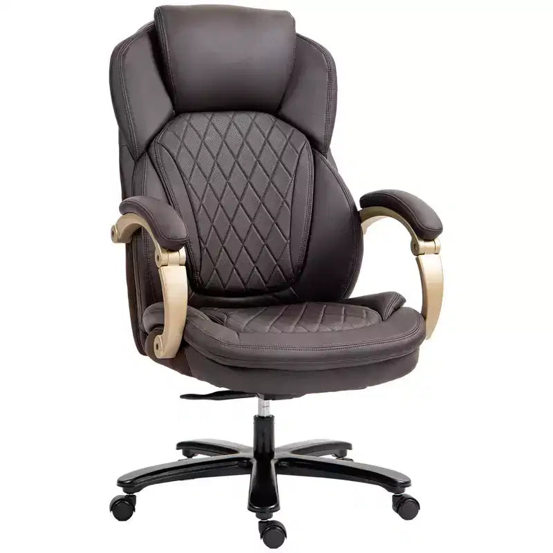 Chaise de bureau exécutive grande taille avec siège large, chaise de bureau d'ordinateur à dossier haut, hauteur réglable et roulettes pivotantes